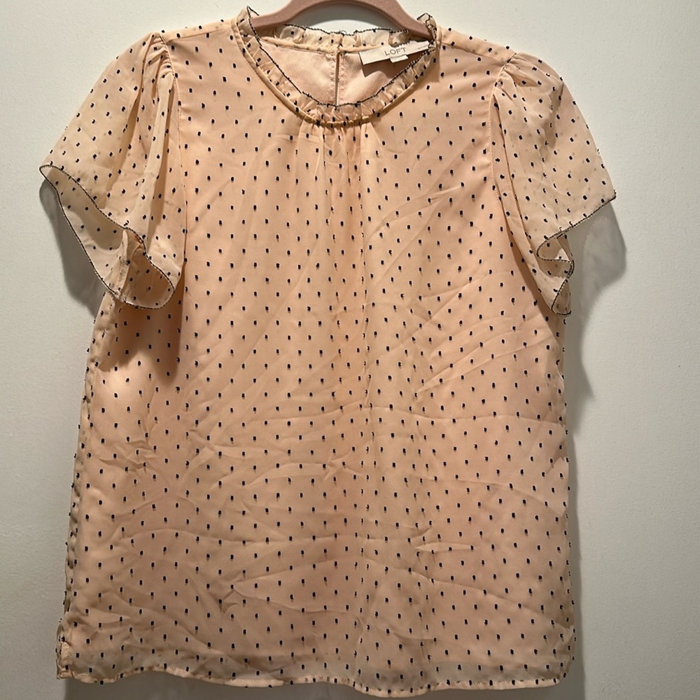 Light Pink Loft top with black specs